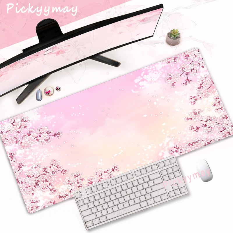 Sakura Bloom XL Desk Mat – Pink Cherry Blossom Gaming Mouse Pad (Extended Keyboard Mat)