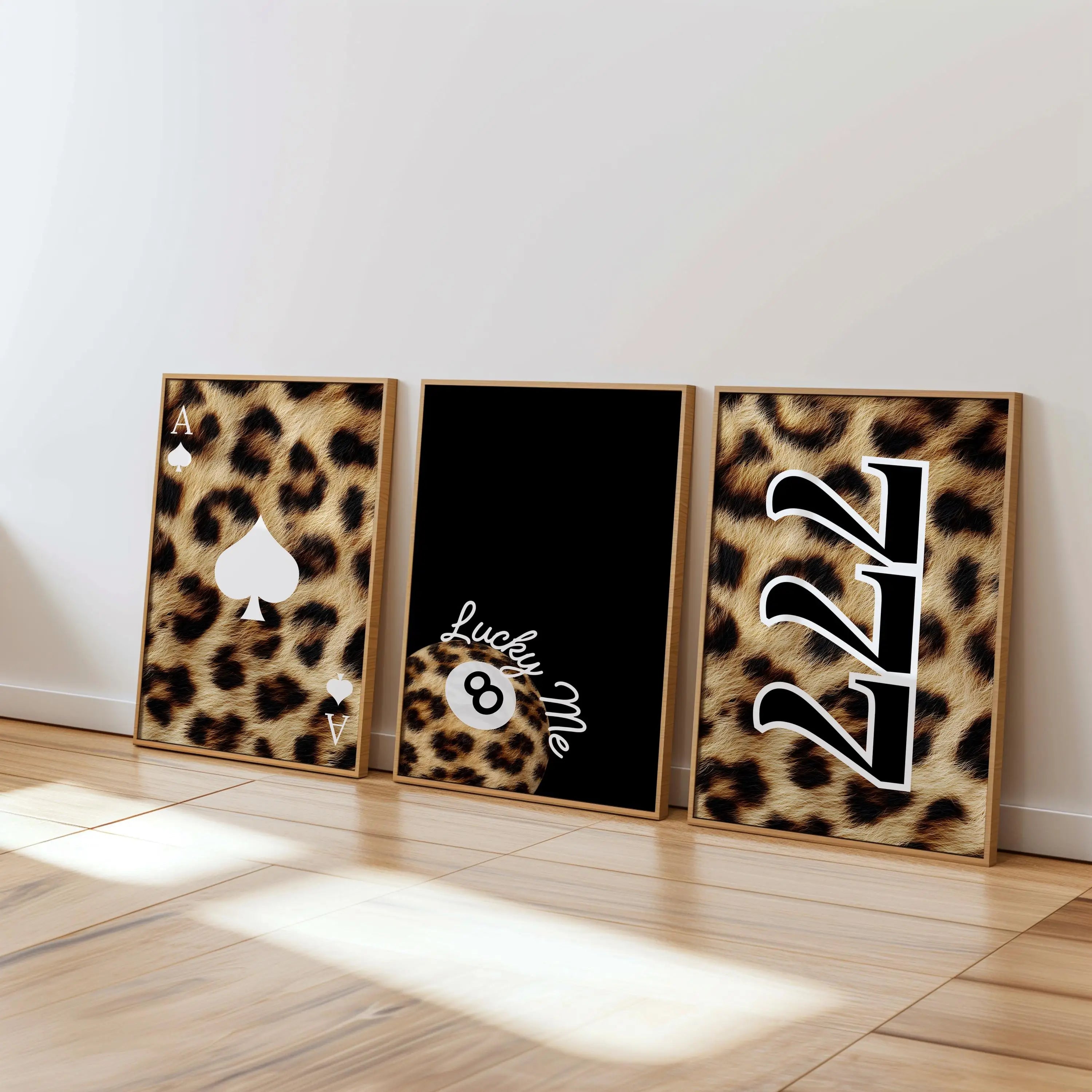 3pcs Frameless Leopard Print,Black and White Gallery Fashion Canvas Poster,Fashion Printing Decor,Office Aesthetics Girl Decor