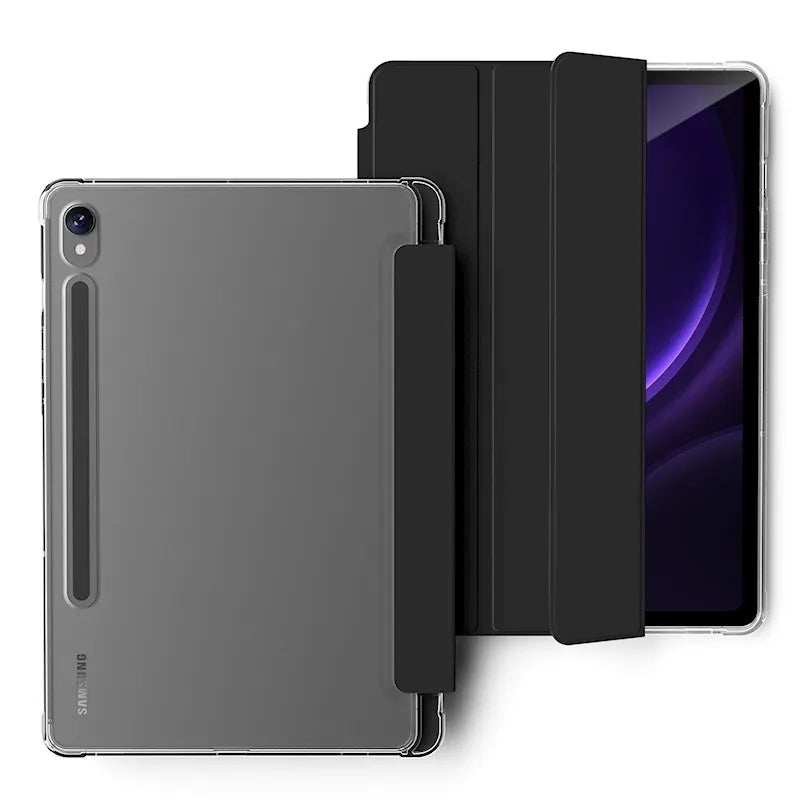 Clear Crystal Tablet Case With Pen Slot For Samsung Galaxy Tab S9 S10 FE Lite 2023 2025 11''PU Leather Flip Magnetic Stand Cases