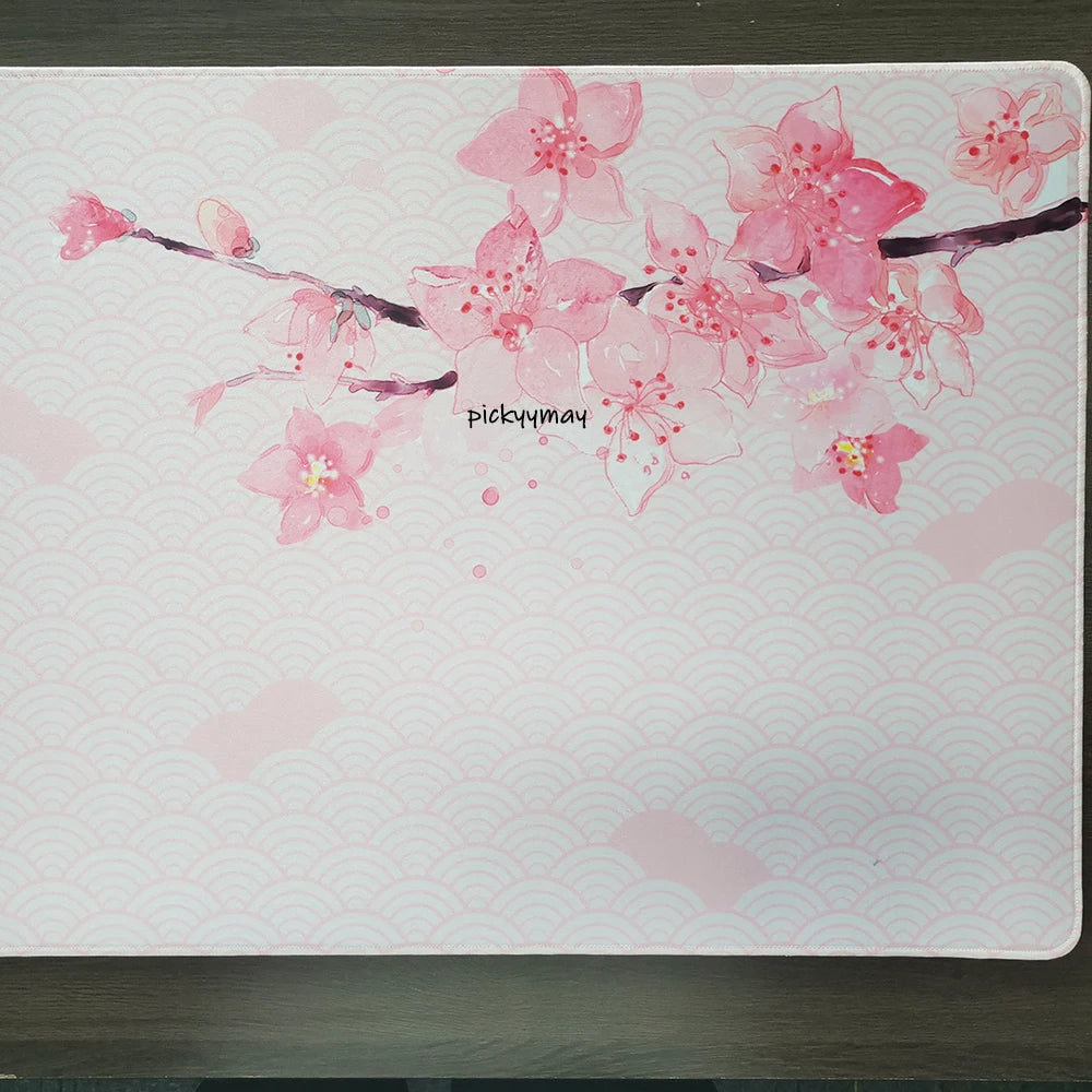 Sakura Bloom XL Desk Mat – Pink Cherry Blossom Gaming Mouse Pad (Extended Keyboard Mat)