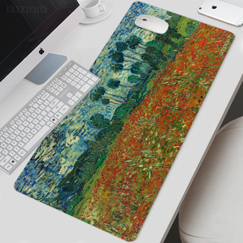 Van Gogh Starry Night XL Gaming Mouse Pad – Artistic XXL Desk Mat | HD Printed Non-Slip Soft Rubber Playmat for Office & Gaming Setup