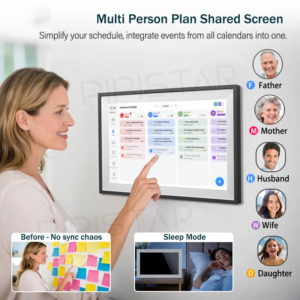 FamilyBoard 15.6" WiFi Smart Digital Calendar & Chore Chart – HD Touchscreen Family Planner