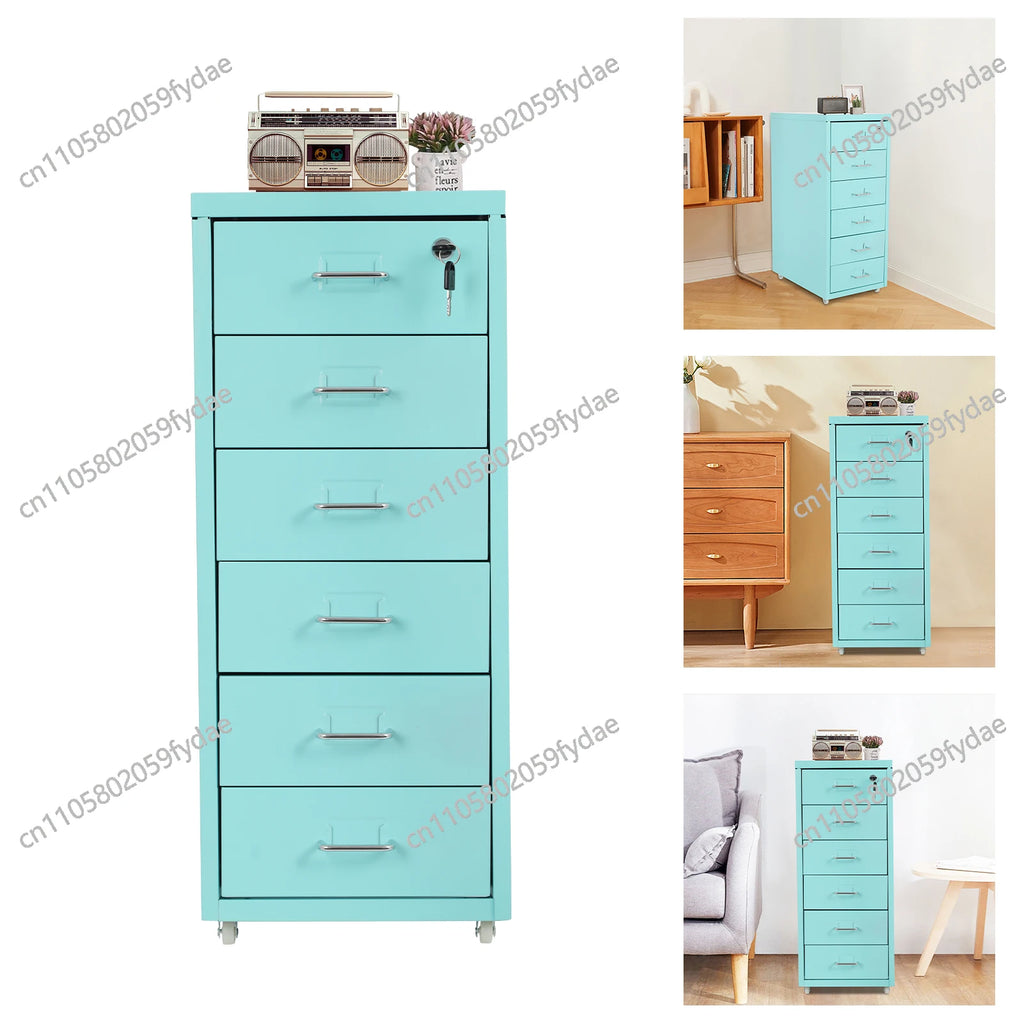 6-Tiers: Vertical File Cabinet,Cold-Rolled Steel Metal File Cabinet  Filing Cabinet Blue in the Office, Study