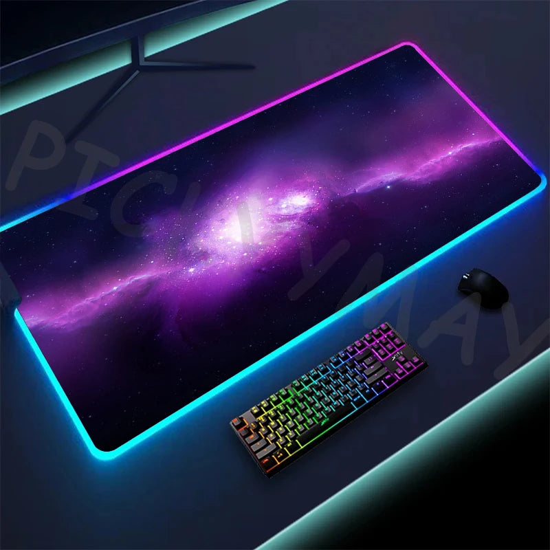 Cosmic Glow RGB XL Gaming Desk Mat – LED Backlit Space Mouse Pad (XXL)