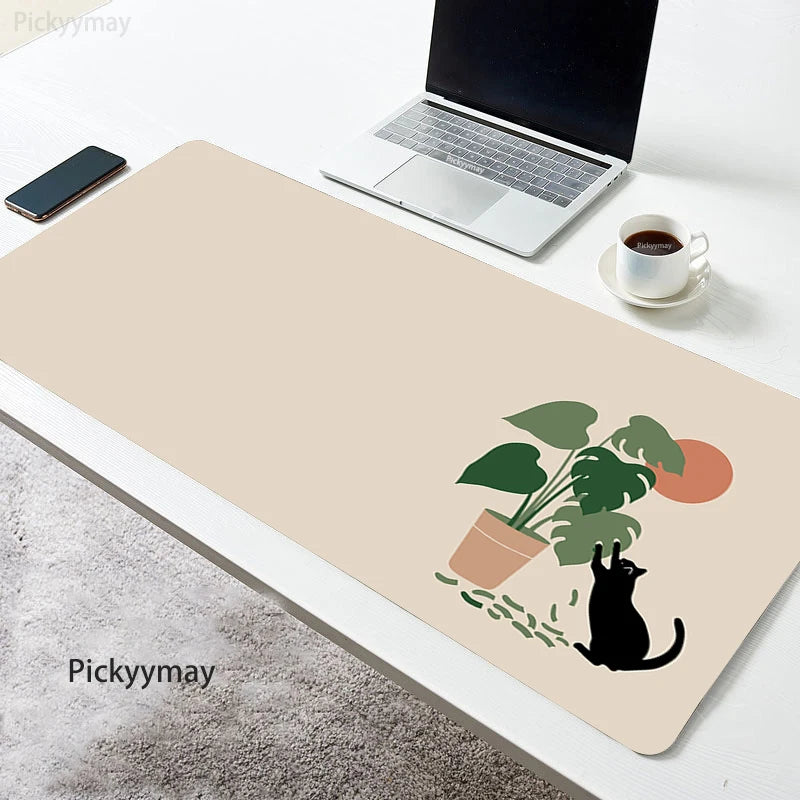 Kawaii Garden XL Desk Mat – Cute Plants & Cat Gaming Mouse Pad (900×400mm)