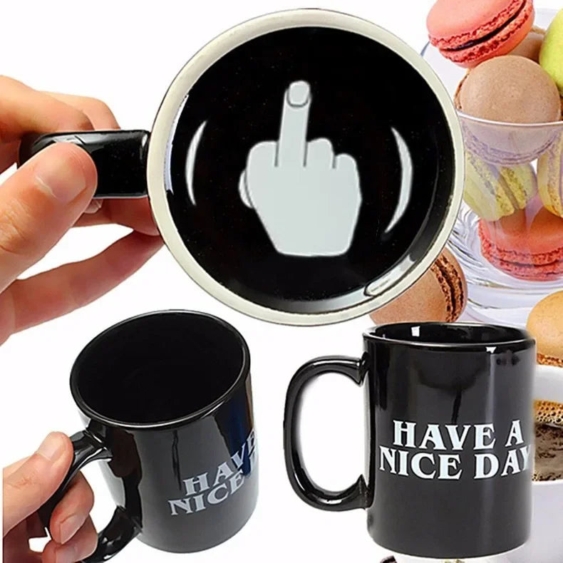Middle Finger Funny Ceramic Coffee Mug – Novelty Anime Gift Cup