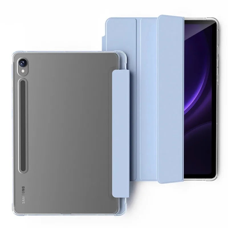 Clear Crystal Tablet Case With Pen Slot For Samsung Galaxy Tab S9 S10 FE Lite 2023 2025 11''PU Leather Flip Magnetic Stand Cases