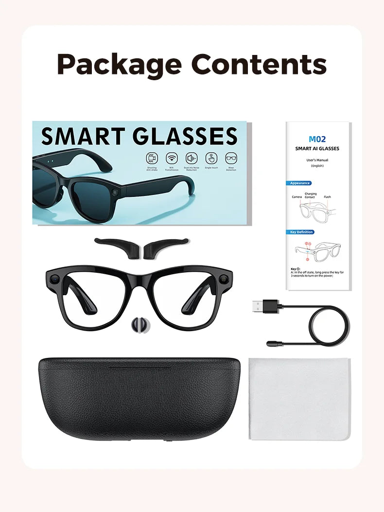 AI Vision Pro Smart Glasses 4K | Translator, Camera & Power Bank