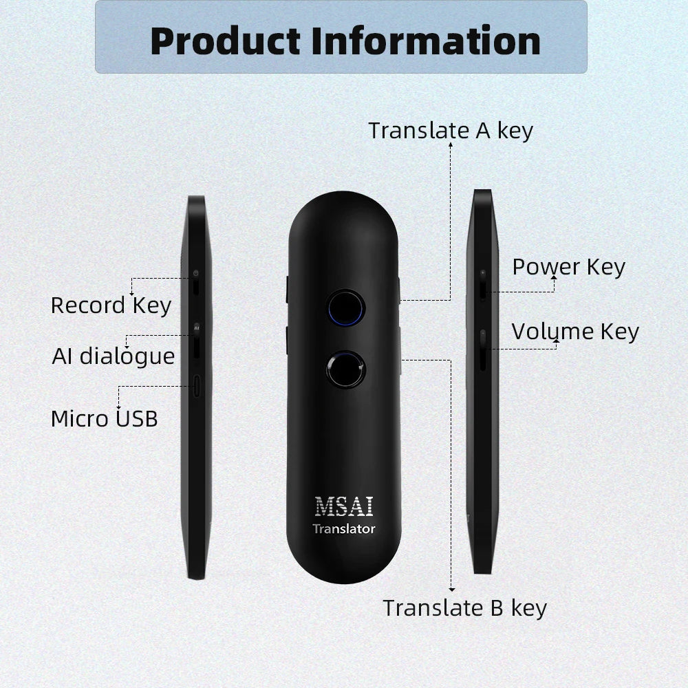 MSAI T4 Smart Voice Translator – 131 Languages, Photo Translation & Bluetooth