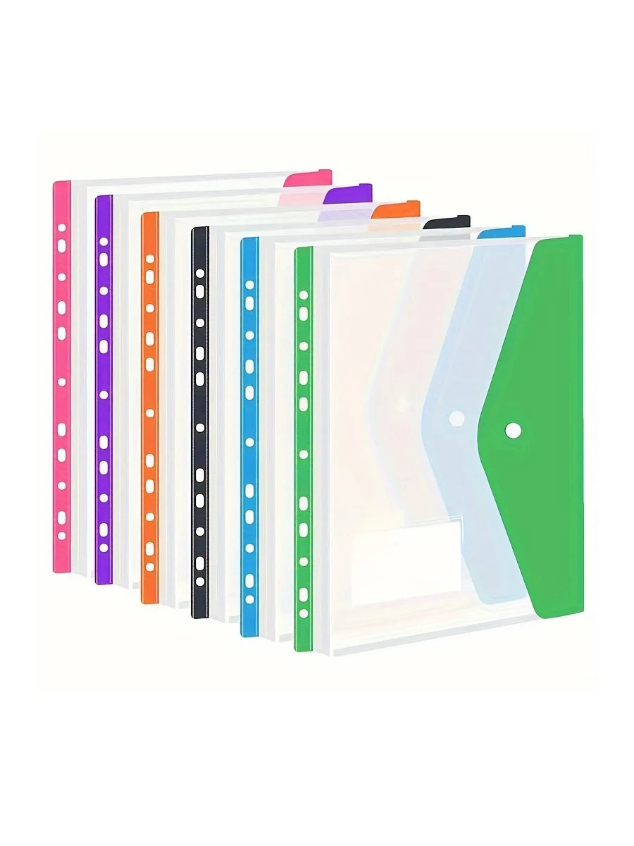 SnapFile 6-Pack A4 Plastic Envelope Folders – 11-Hole, Snap Closure