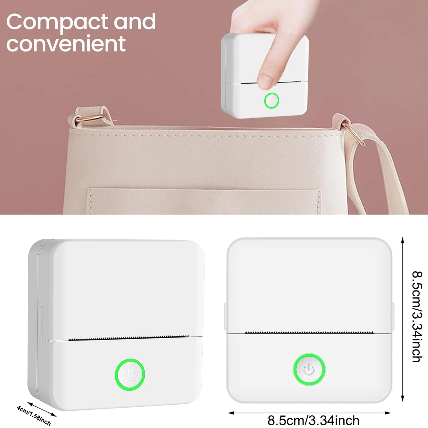 SnapRoll Mini Bluetooth Photo Printer Set – Wireless Pocket Printer with 5 Sticker Rolls & Thermal Paper Bundle