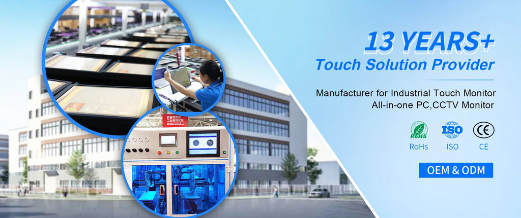 15.6" Industrial Open Frame Touchscreen Monitor – 1080P Capacitive 10-Point Touch, VESA Wall Mount, HDMI & VGA