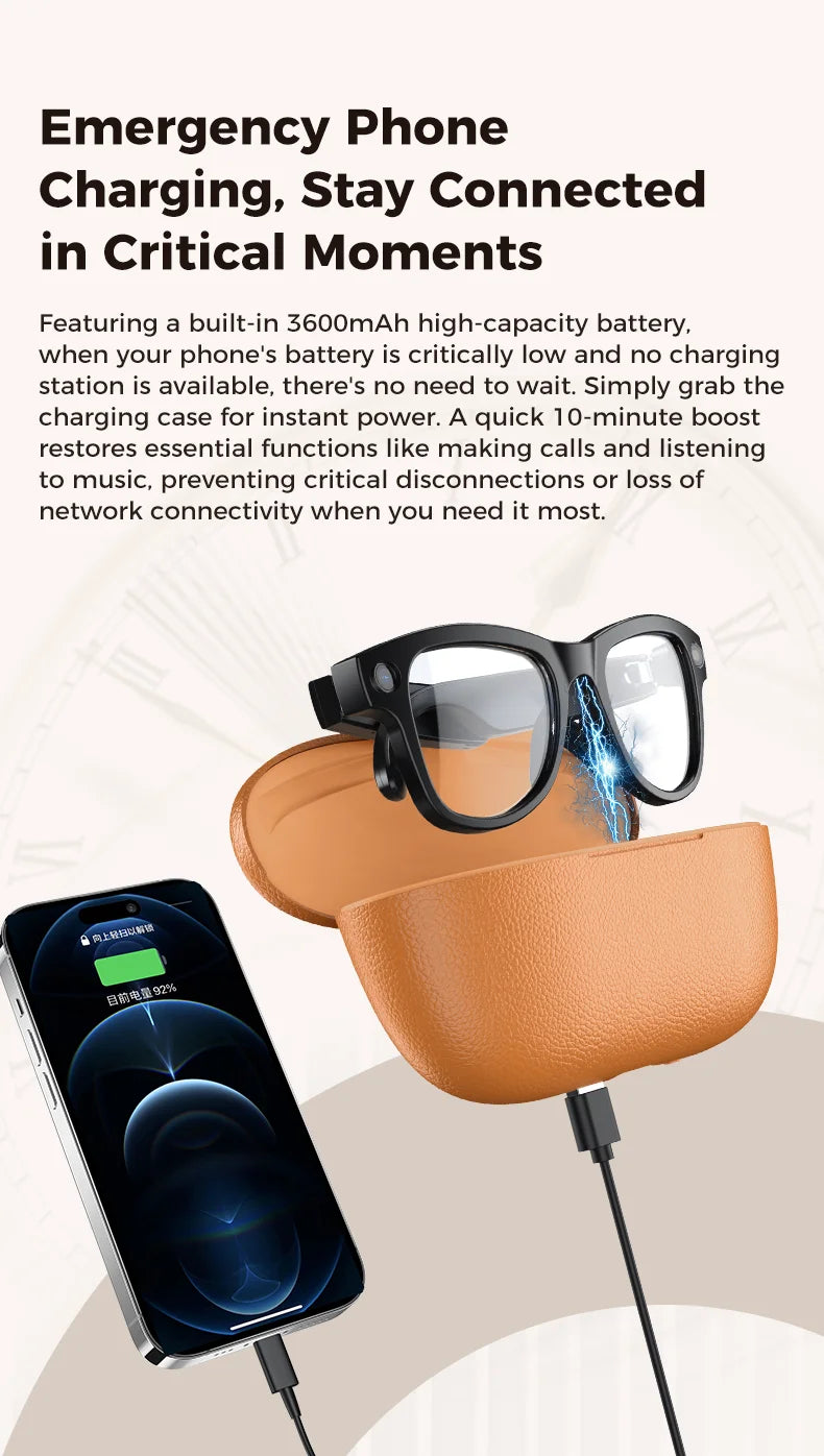 AI Vision Pro Smart Glasses 4K | Translator, Camera & Power Bank