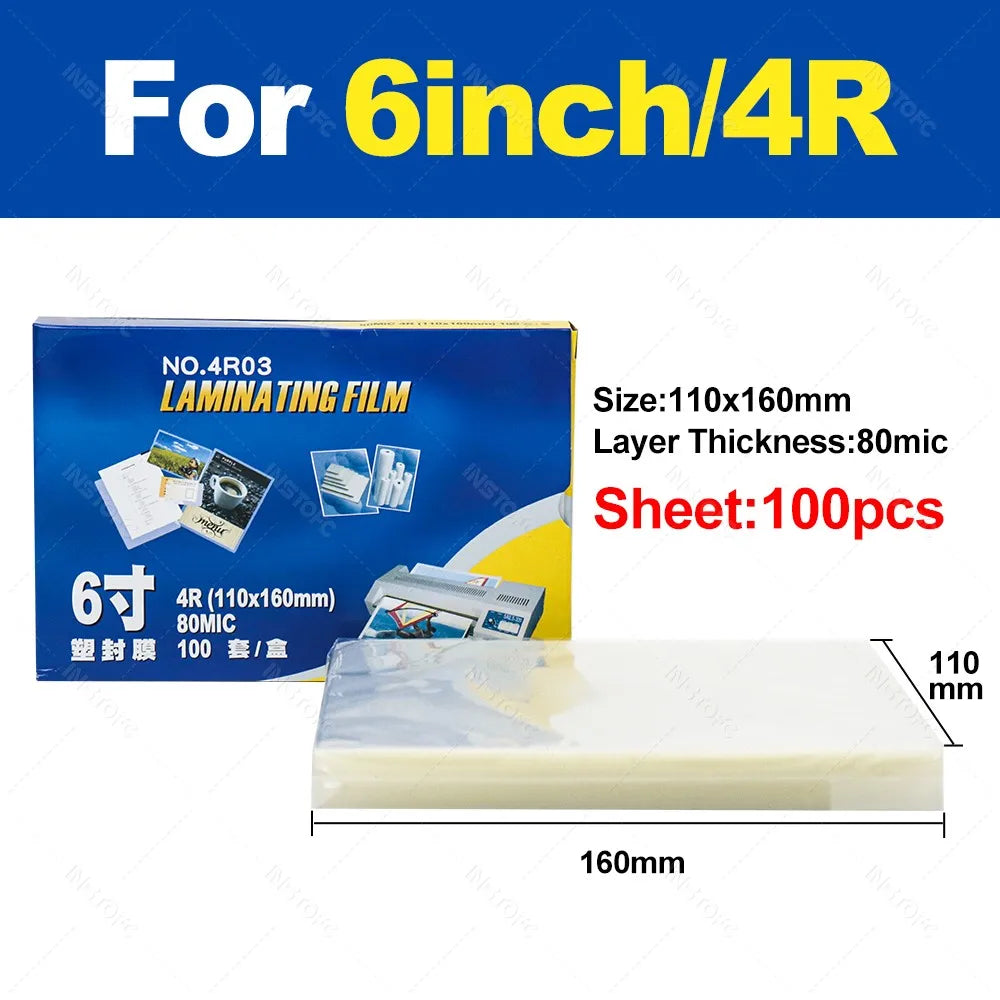 100-Pack Clear Thermal Laminating Sheets (A4/A5/A6/2R–4R) – 80 Mic Round-Corner Laminator Pouches | Crystal Clear Waterproof Document Protection Film