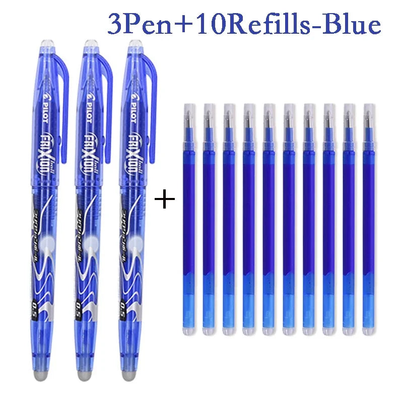 Pilot Frixion Erasable Gel Pen Set – 0.5mm, Blue / Black / Red with Refills
