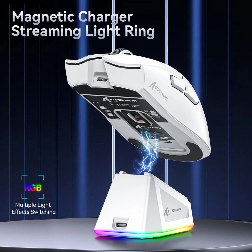 Attack Shark X11&R1 Wireless Gaming Mouse - Tri-Mode , PAW3311 Sensor,22K DPI, 400 IPS, RGB PC Gaming Mouse