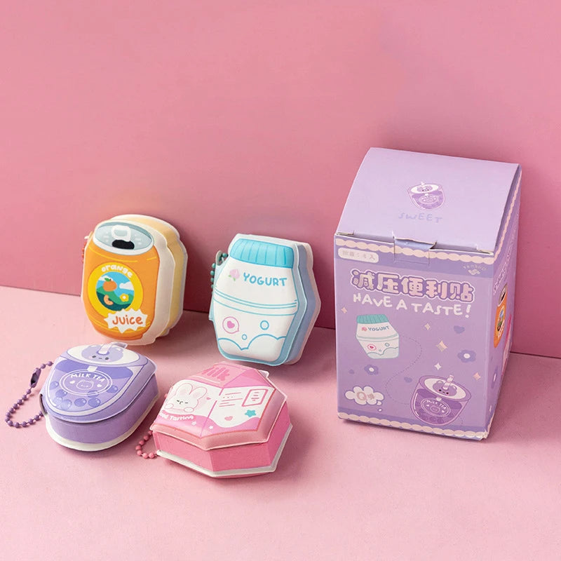 4pcs/box Stress Relief Bean Memo Pads - Mini Squeeze Fun Notepad, Pocket Memo Book, Cute Journal Stationery Set
