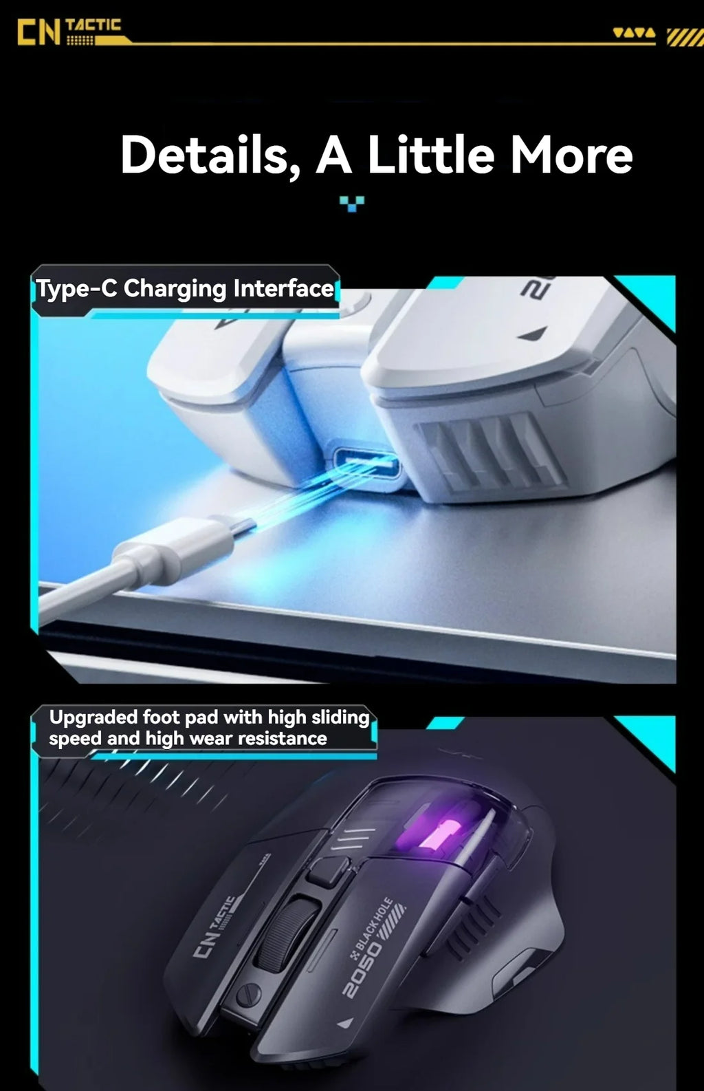 Inphic A9 Pro Tri-Mode Gaming Mouse – 12800 DPI, RGB Light Pillar & Macro Driver