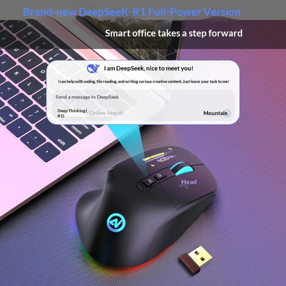 Inphic A9 Pro Three-Mode Gaming Mouse – RGB Light Pillar, 12800 DPI & Macro Driver