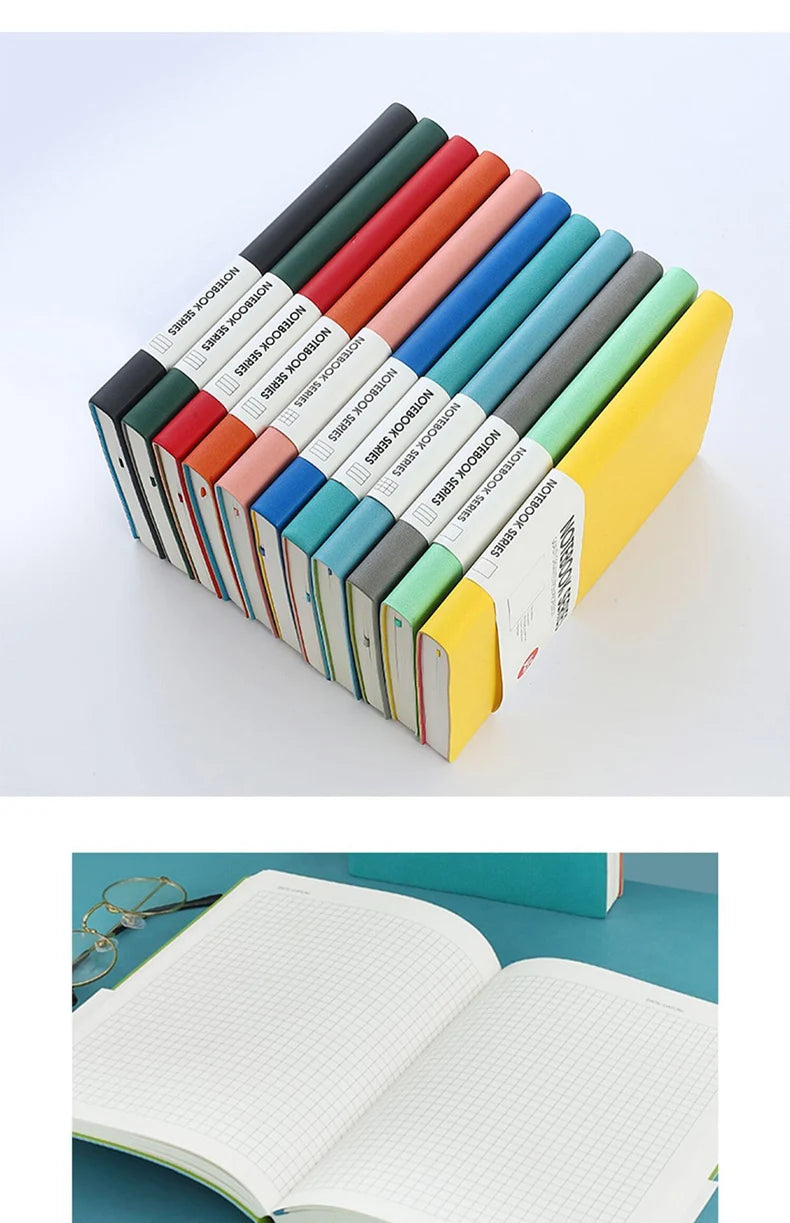 A5/B5 Thickened Notebook,4 Types Inner Pages,132 Sheets/Book,PU Waterproof Cover Diary Agenda Office Student Diary