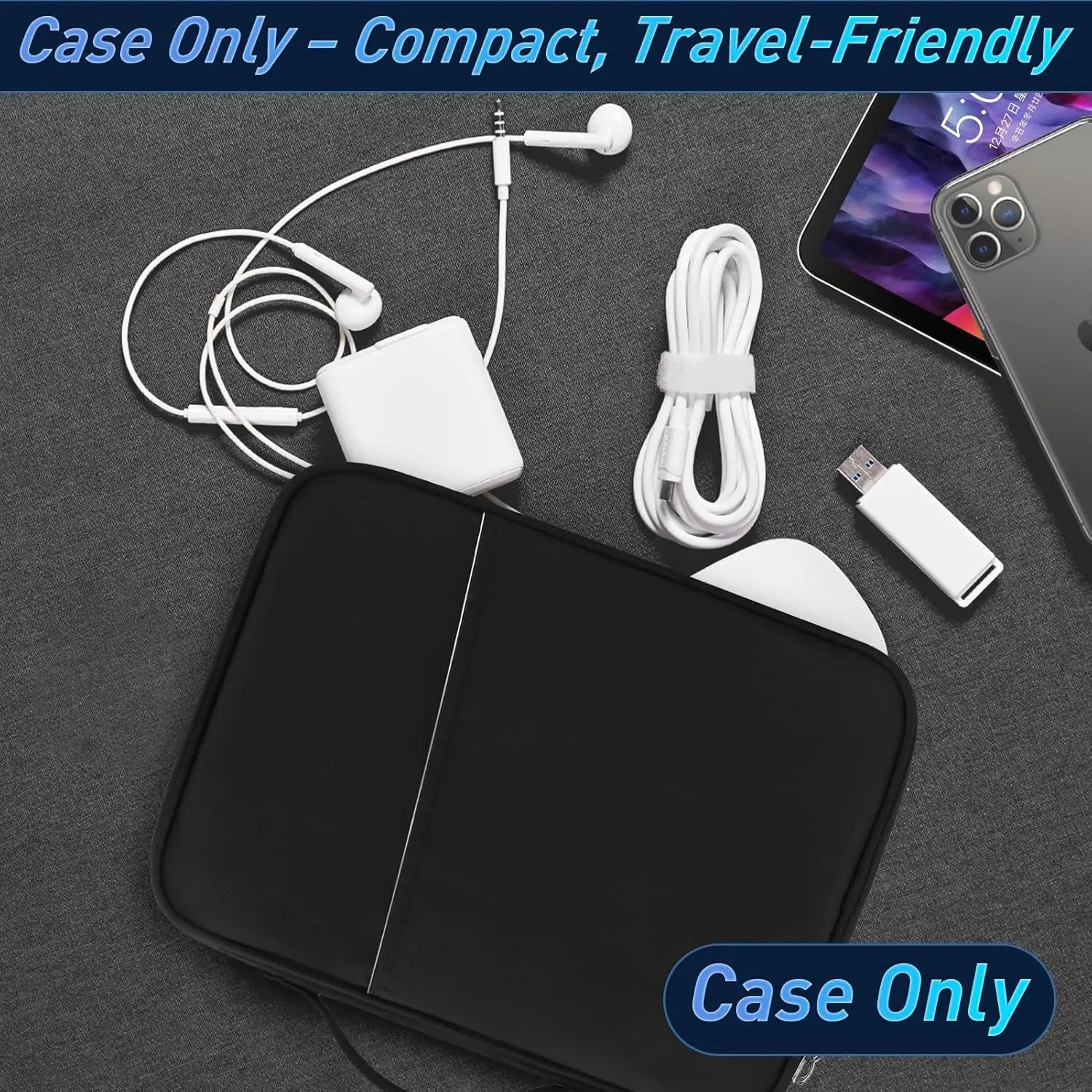 Tablet Sleeve Case with Handle – Fleece-Lined Waterproof Travel Bag with Accessory Pocket