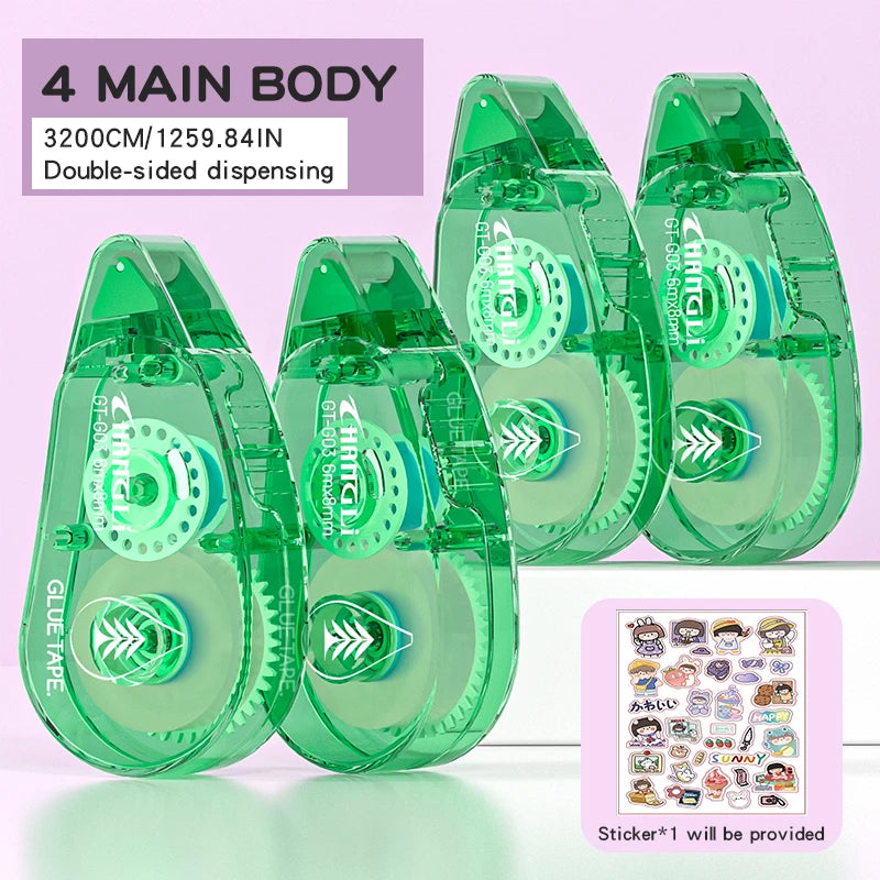 4pieces of portable double-sided transparent tape, suitable for scrapbooks, accounts, office supplies-strong adhesive