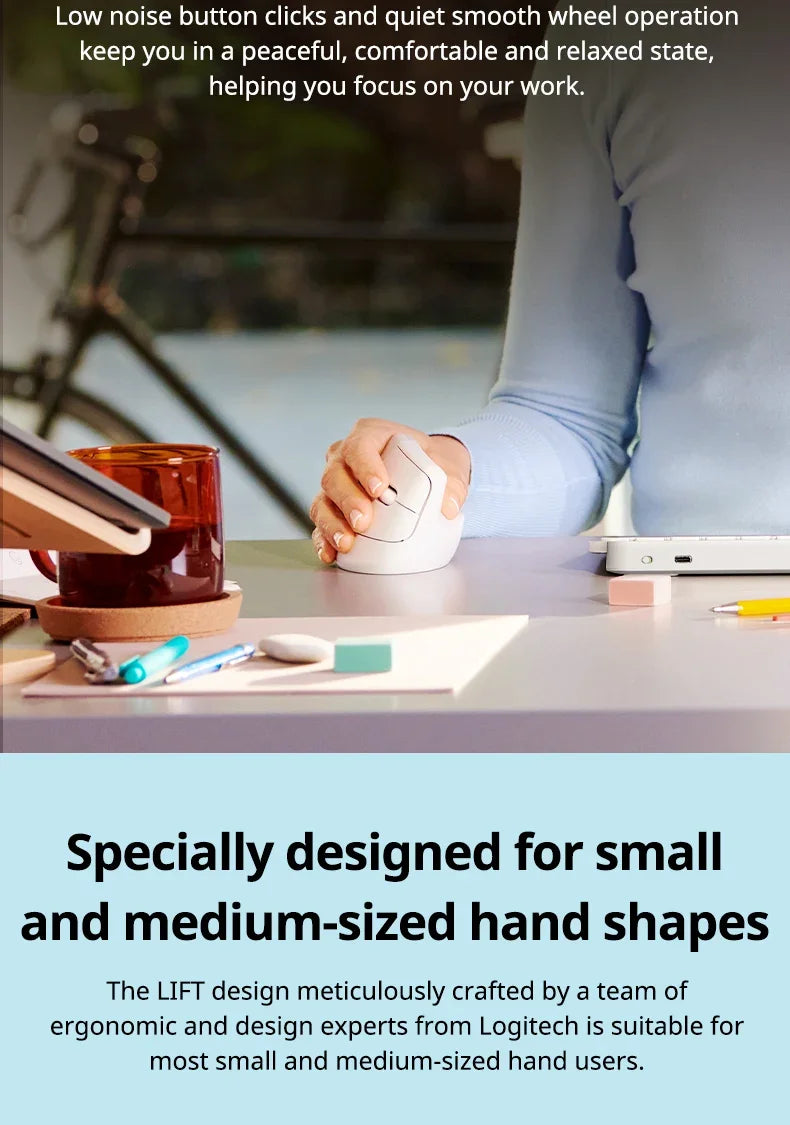 Lift Vertical Mouse  Ergonomic Wireless With Silent Click Bluetooth/Usb Dual Mode For Pc Laptop Tablet Wrist Pain