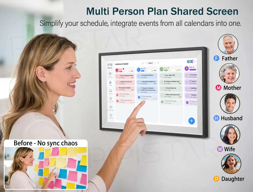 FamilyBoard 15.6" WiFi Smart Digital Calendar & Chore Chart – HD Touchscreen Family Planner