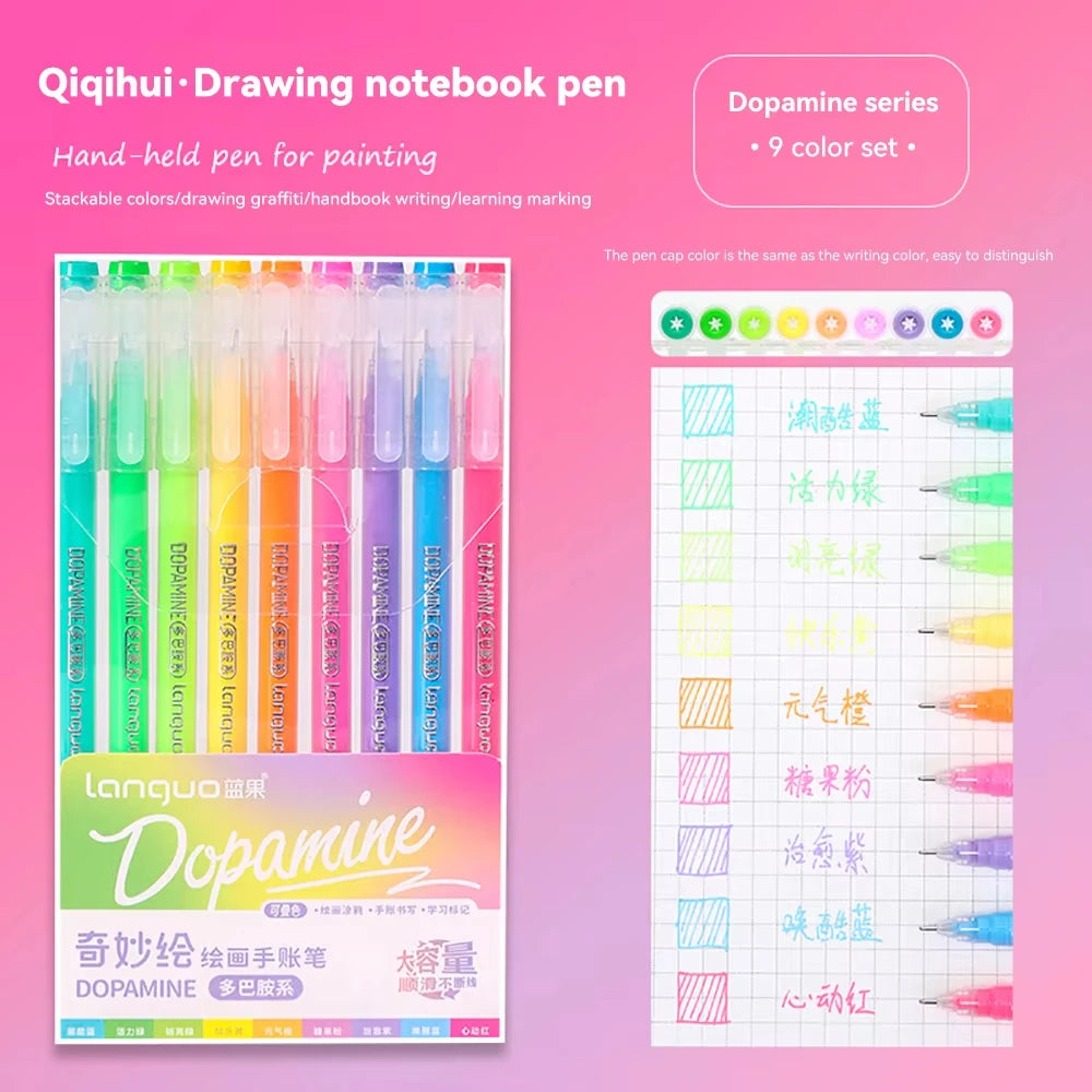 Languo 27-207 Colour Gel Pen & Marker Drawing Set – Student DIY Art Pens