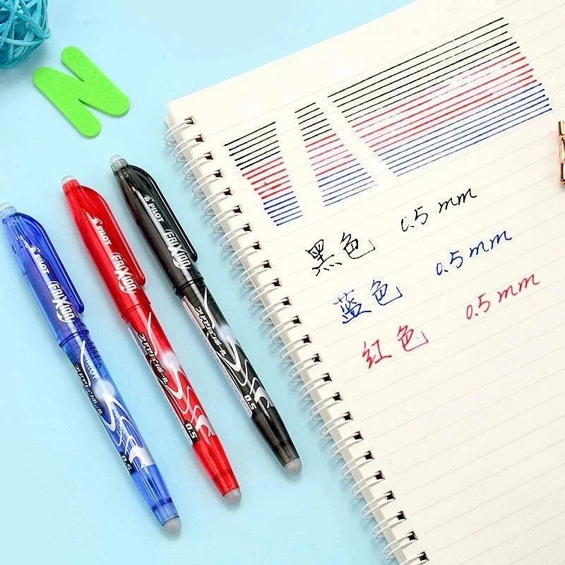 Pilot Frixion Erasable Gel Pen Set – 0.5mm, Blue / Black / Red with Refills