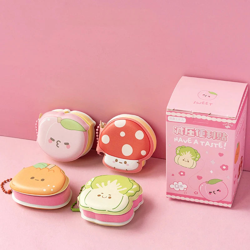 4pcs/box Stress Relief Bean Memo Pads - Mini Squeeze Fun Notepad, Pocket Memo Book, Cute Journal Stationery Set