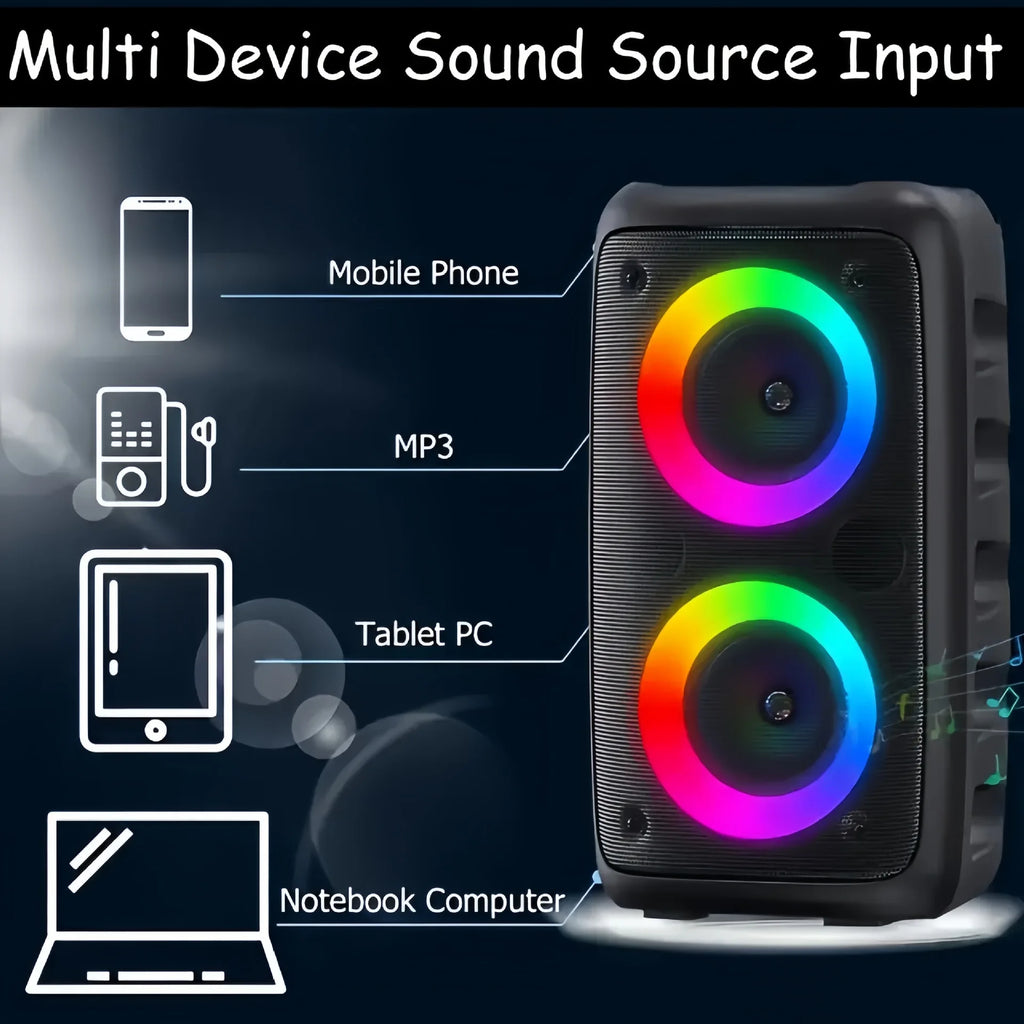 SingBox Pro – Wireless Karaoke Bluetooth Speaker with Mic, LED Party Lights, FM Radio & TWS Pairing