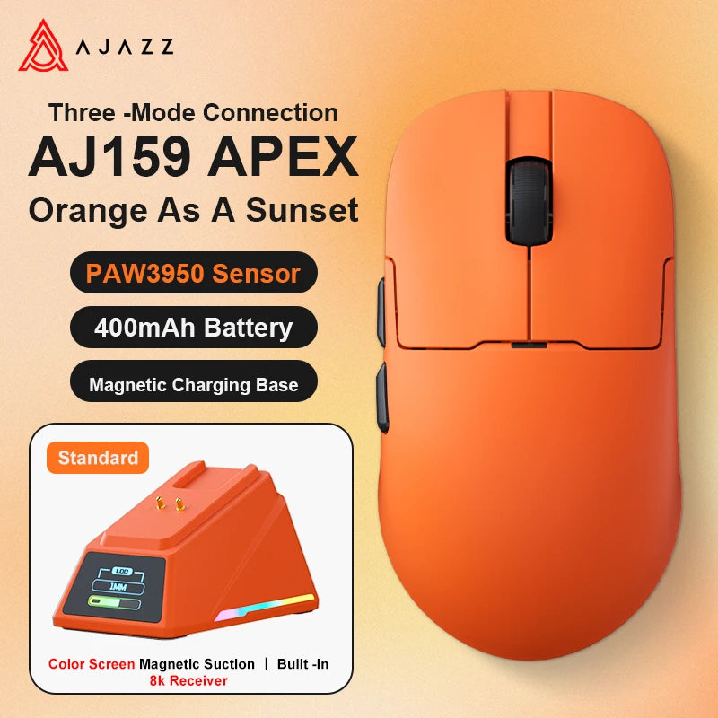 AJAZZ AJ159 APEX Wireless Gaming Mouse – PAW3950, RGB & Magnetic Charging