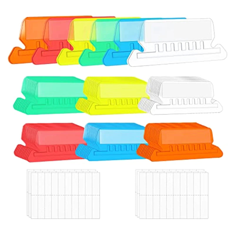 ClearTab 10-Pack Coloured Hanging Folder Tabs with Inserts – 2 Inch Plastic
