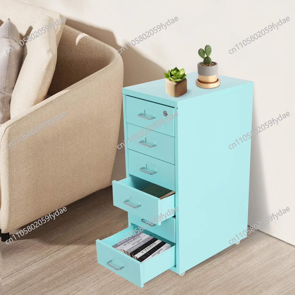 6-Tiers: Vertical File Cabinet,Cold-Rolled Steel Metal File Cabinet  Filing Cabinet Blue in the Office, Study
