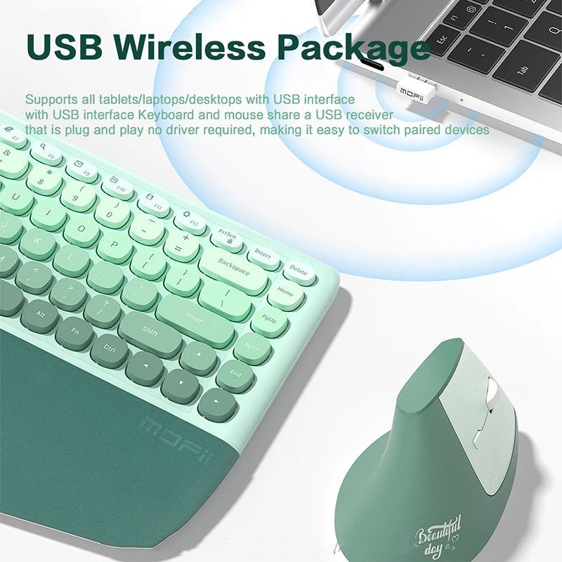 MOFII Ergonomic 2.4G Wireless Keyboard & Mouse Combo – Split Design with Wrist Rest