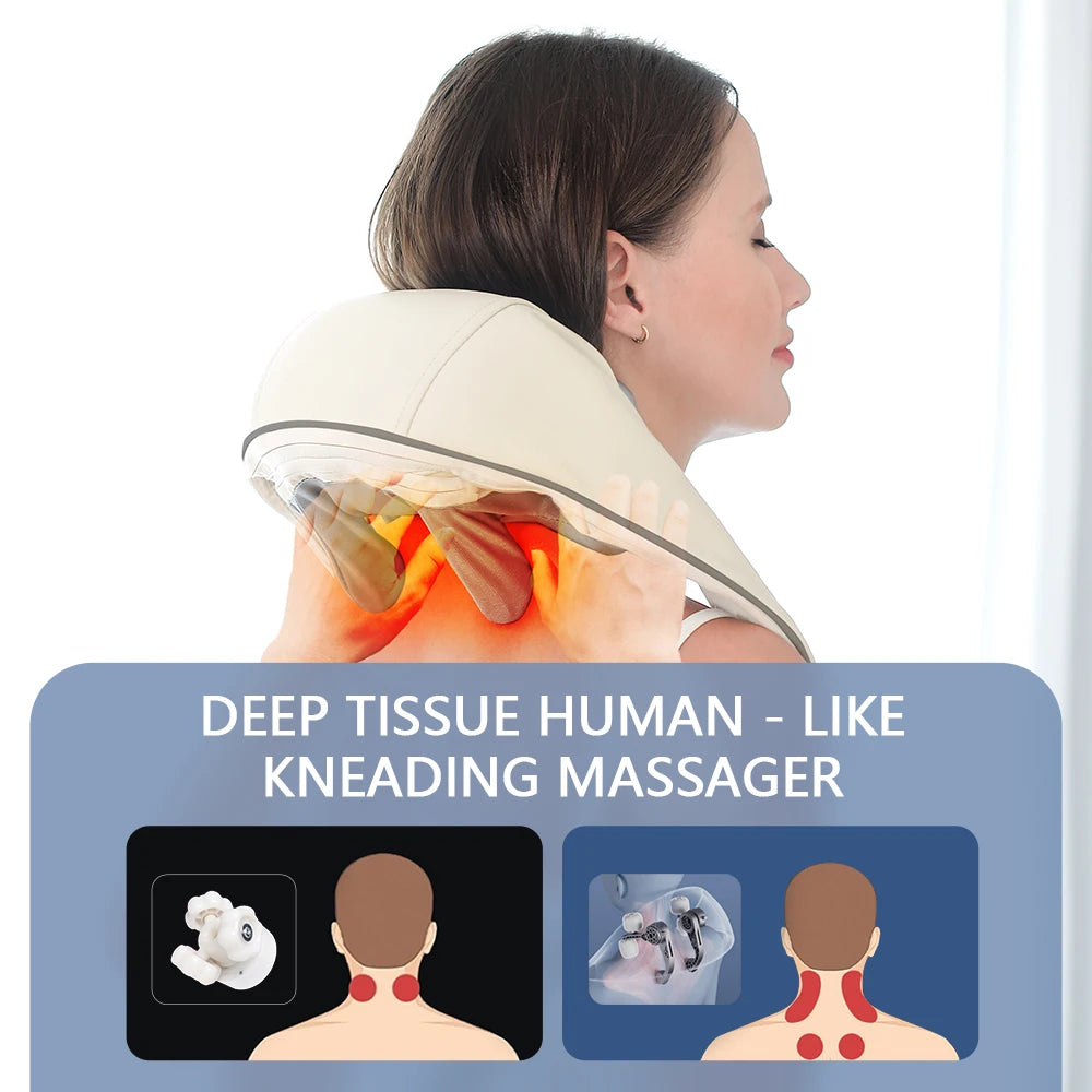 Foreverlily 26W Brushless Neck & Shoulder Kneading Massage Shawl – Wireless