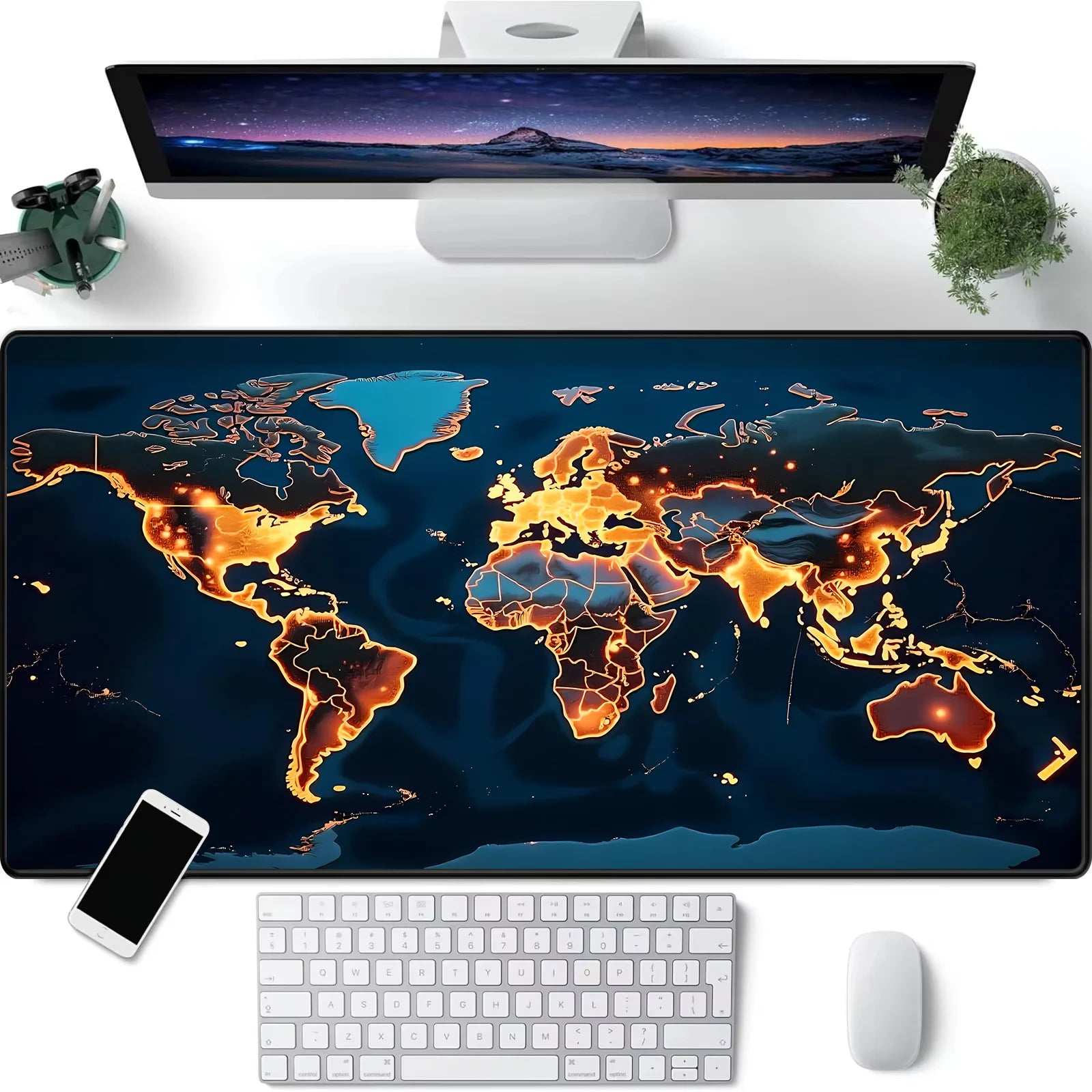World Explorer XL Gaming Desk Mat – 900x400 Anti-Slip Mouse Pad for PC & Laptop