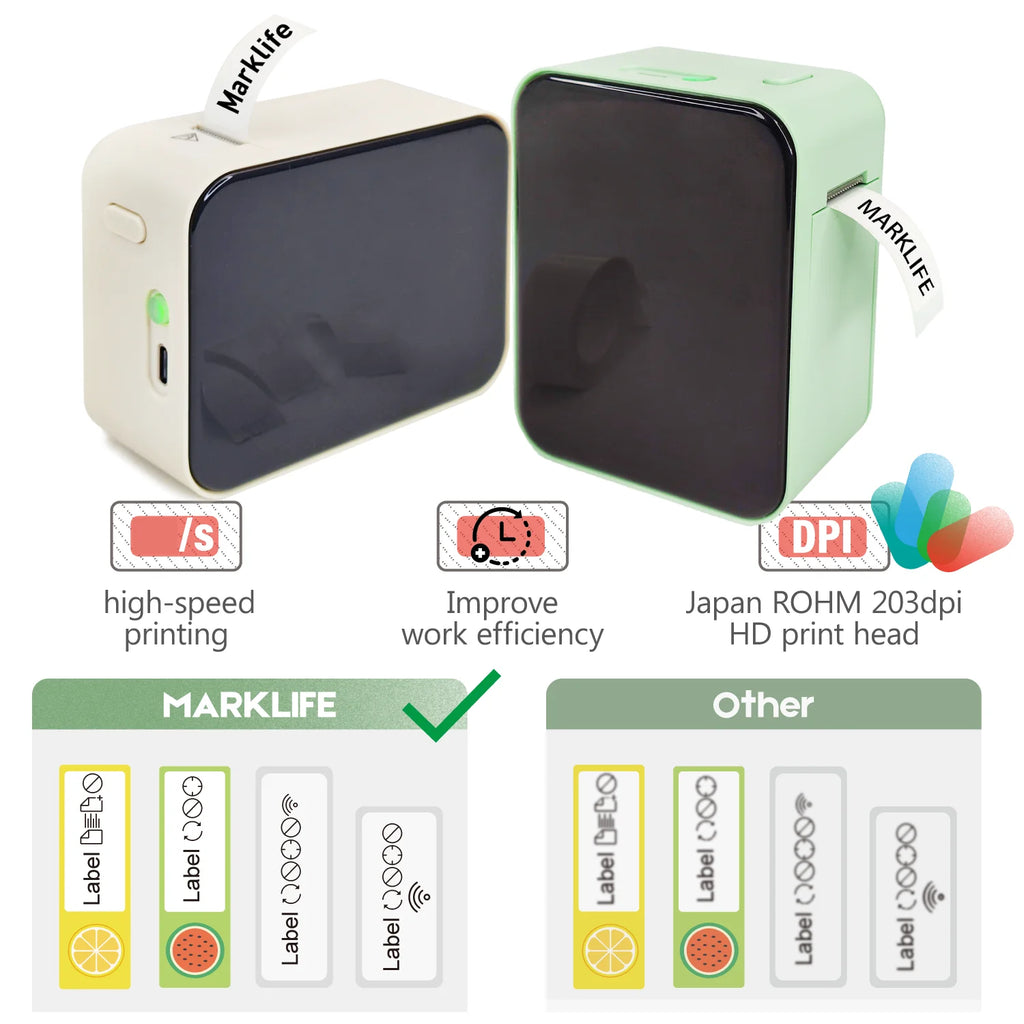 MarkLife P15 Mini Portable Bluetooth Thermal Label Printer – Home & Office Sticker Maker