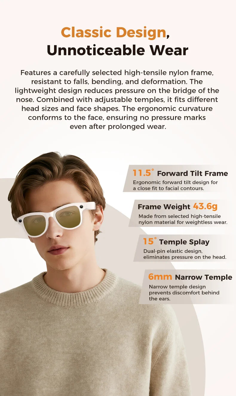 VisionAI 4K Smart Glasses – 32GB, 800W Camera, AI Translation & Power Bank