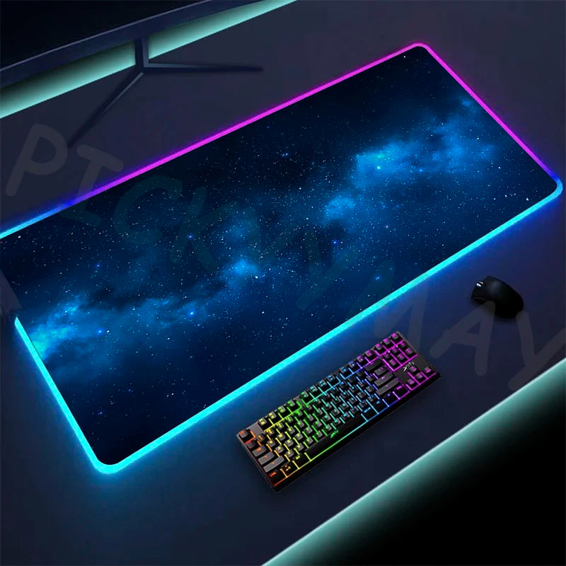 Cosmic Glow RGB XL Gaming Desk Mat – LED Backlit Space Mouse Pad (XXL)