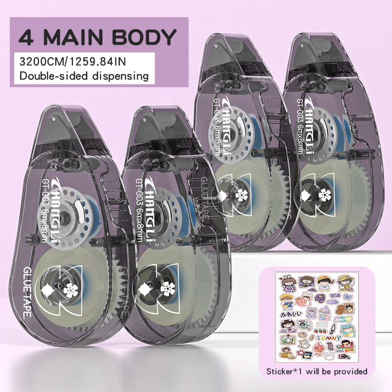 4pieces of portable double-sided transparent tape, suitable for scrapbooks, accounts, office supplies-strong adhesive
