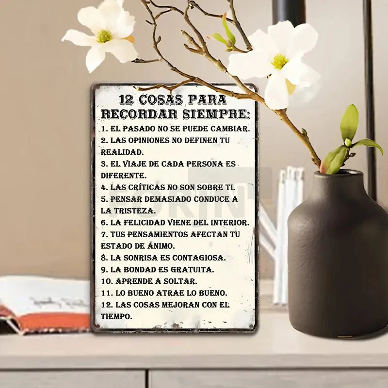 Spanish Inspirational Quote Poster,Spain Wall Art Metal Sign,Black and White Minimalist Painting,Gift for Home Room Office Decor