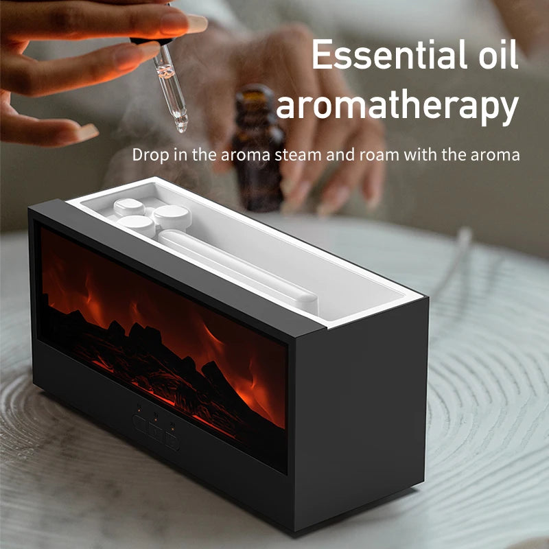 VISSKO Creative Fireplace Air Humidifier – Waterless Aroma Diffuser with LED & Remote Control