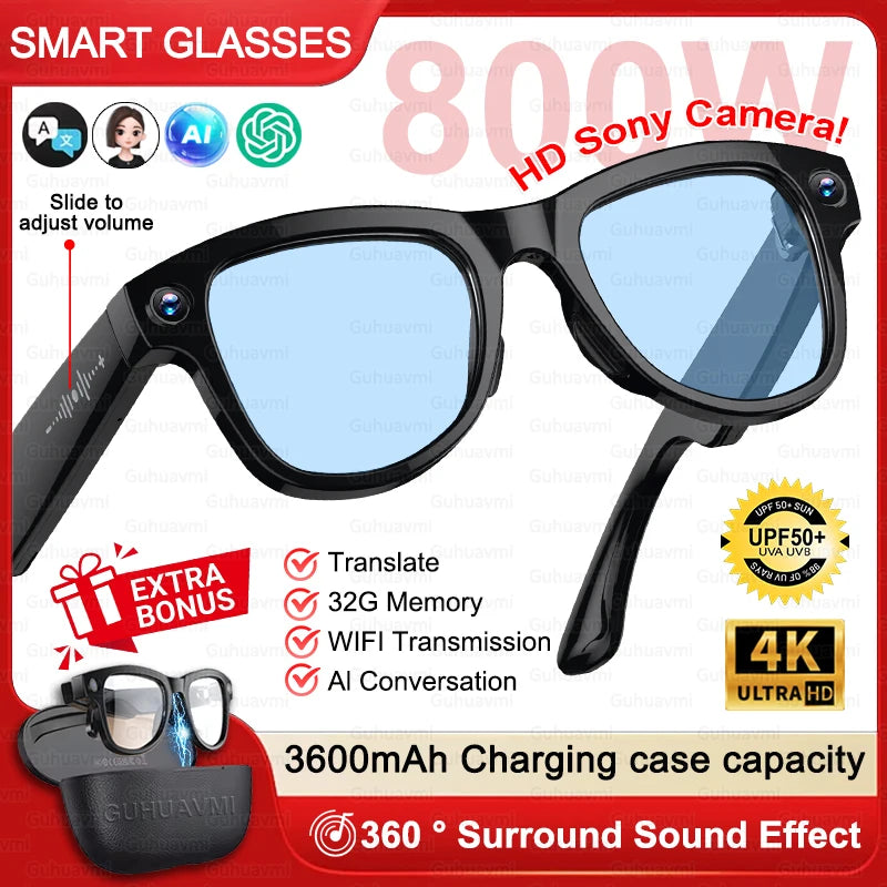 NightVision AI Smart Glasses – 8MP HD Camera, 3600mAh Battery & AI Translation