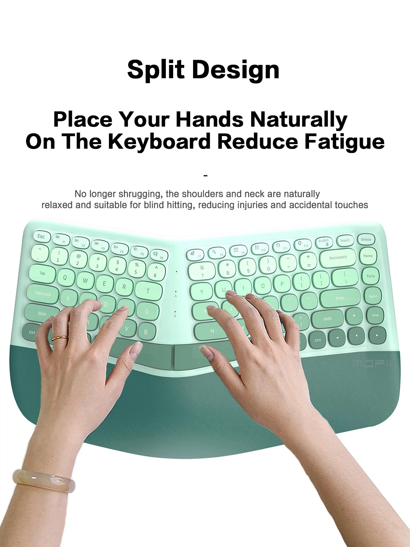 MOFII Ergonomic 2.4G Wireless Keyboard & Mouse Combo – Split Design with Wrist Rest