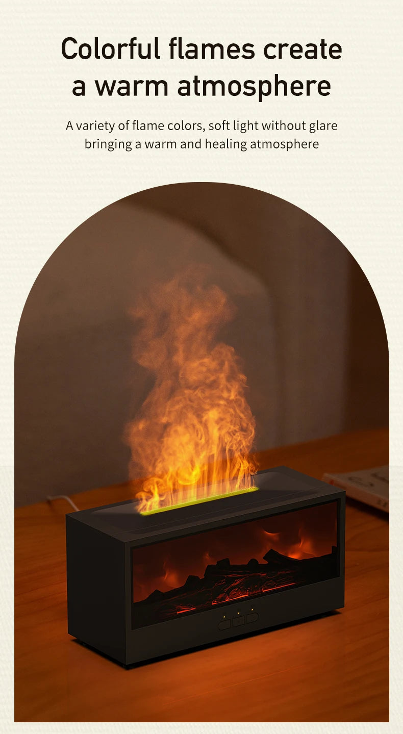 VISSKO Creative Fireplace Air Humidifier – Waterless Aroma Diffuser with LED & Remote Control