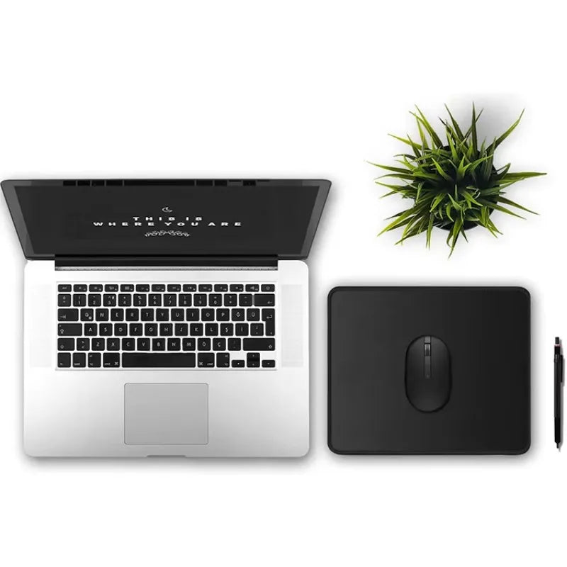 Solid black small mouse pad, desktop pad, computer accessory