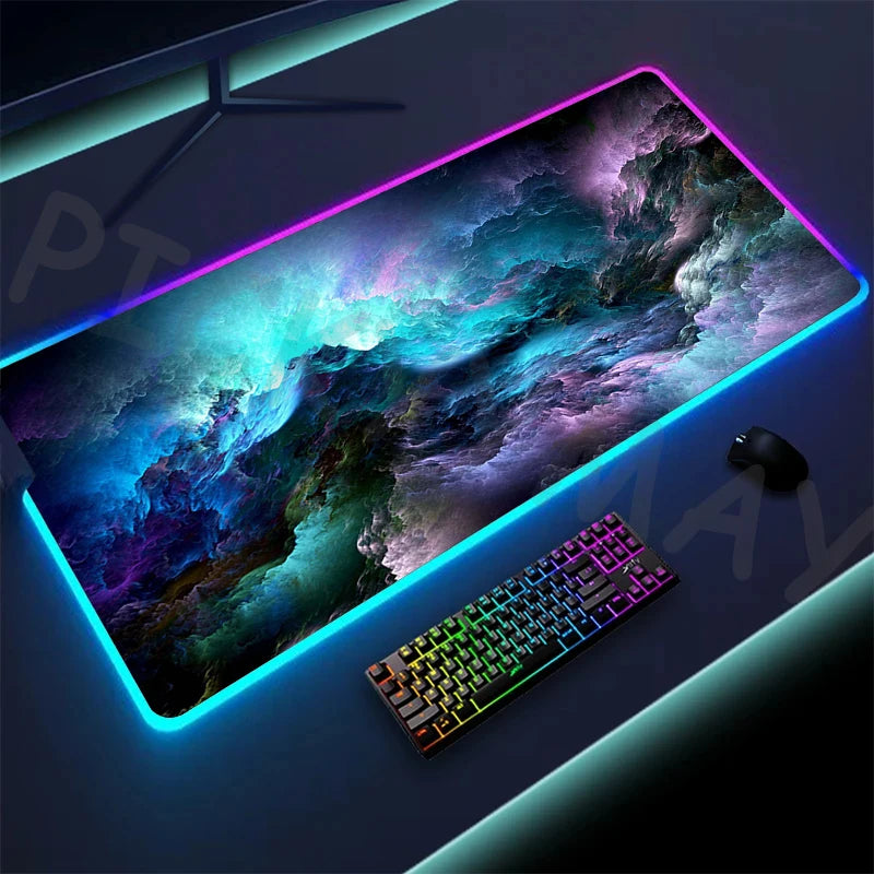 Cosmic Glow RGB XL Gaming Desk Mat – LED Backlit Space Mouse Pad (XXL)