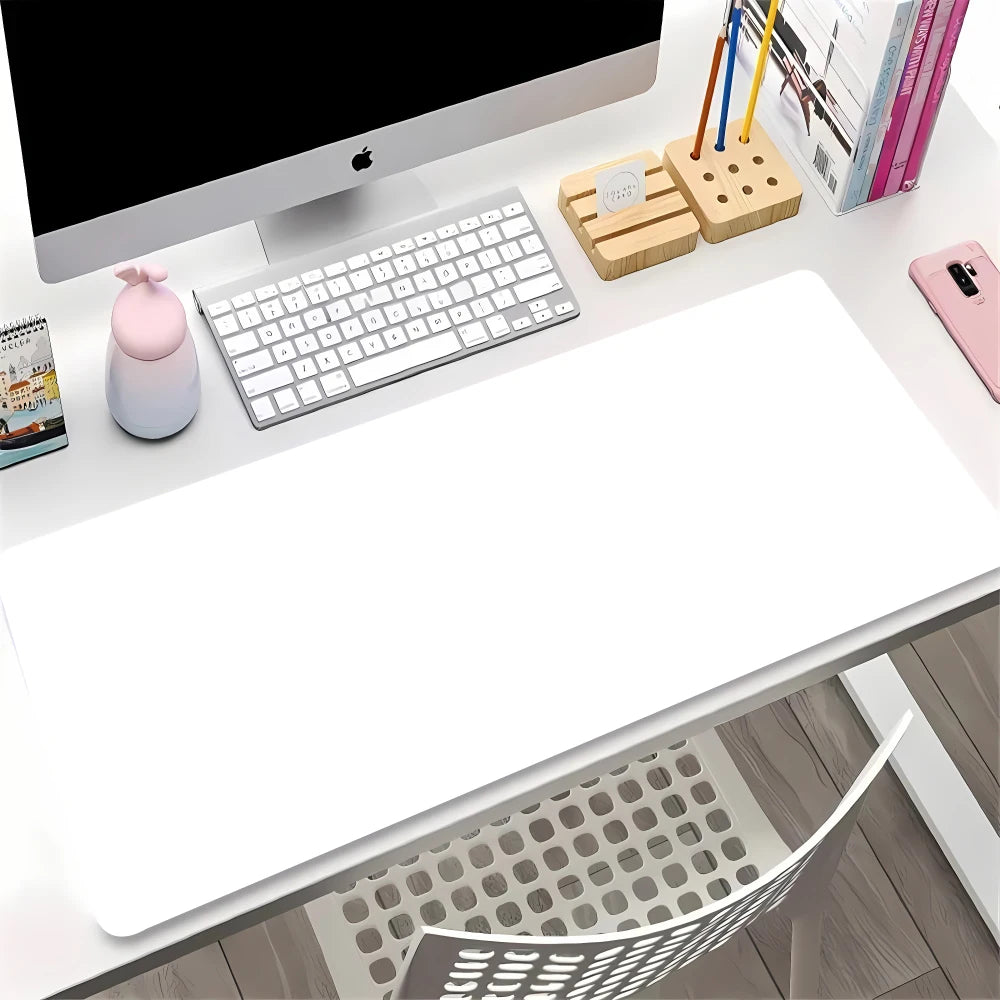Black and White Mouse Pad Gaming Keyboard Solid Color Laptop Desk Carpet Pc Keyboard Mousepad Speed Deskmat Stitch Things Mats
